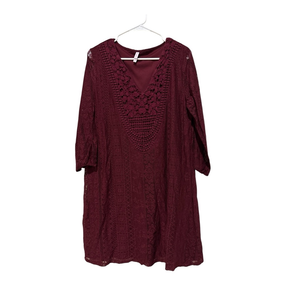 Xhilaration Burgundy Lace Midi Dress‎